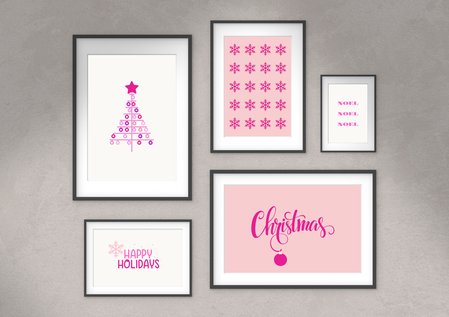 Pink Christmas Wall Art